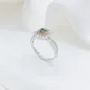 Cluster Rings YM2023 Green Diamonds Solid 18K Gold Female's 0.40ct Jewelry Wedding Engagement For Women