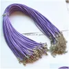 Chains 2Mm Mix Colors Wax Leather Snake Necklace Chain 45Cmadd5Cm Cord String Rope Wire Extender With Lobster Clasp Diy Fashion Jewelr Dhyuc