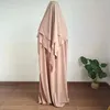 Vêtements ethniques Abaya Set Haute Qualité Nida Femmes Musulmanes 2 Couche Khimar Jilbab Deux Pièces Prière Hijab Robe Islamique Ramadan Modeste