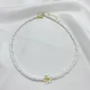 Hänge halsband gul färg pärla blomma halsband liten färsk design mode juvelfrö pärlor pärlor