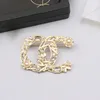 18K Gold Plated Charm Brand Brooch Double Letter Luxury Designer Classic Pin for Women Rhinestone feather Brooches Wedding Party Jewelry 20style