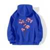 Women's Hoodies Back Floral Print With Drawstring Hooded Pocket Sweater