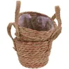 Vases Woven Sundries Organizer Straw Flower Pot Tiestos Para Exterior Hand Basket