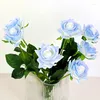 Decorative Flowers 2pcs Halloween Valentine's Day Artificial Rose Black Blue Wedding Gothic Party Home Table Decoration DIY Flower
