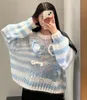 2023 여성 스웨터 니트 디자이너 가을 겨울 가디건 니트 느슨한 코트 꽃 인쇄 스웨터 숙녀 외부 마모 두꺼운 스트리트웨어