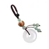 Porte-clés Naturel Agates Pierre Pendentif Rond À La Main Sculpté Lotus Clé Porte-Anneau Pour Femmes Sacs De Voiture Accessoires