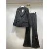Women's Two Piece Pants Fashion 2 Pcs Set Notched Collar Single Button Spliced Metal Hole Blazer White Suit Spring 2023 O480