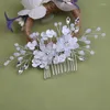 Haarspangen Damenmode Weiße Perle Frisur Kamm Kopfschmuck Handgefertigte Blumenkrone Accessoires Brautschmuck