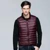 Men's Down Parkas Man Lightly Down Vest Men's Short Stand -up Standing Collar Down Warm Shoulder Portable Striped Jacket S-3XL 231023