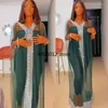 Vêtements ethniques Femmes Robe africaine 2023 Cristal Sexy See-through Mesh Robe de soirée Mode d'été Lâche Musulman Abaya 2 pièces Ensemble Plus Taille