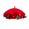 Weihnachtsgeschenk Rote Wollbaskenmütze Damen Winter Wärme Künstlermütze Mode Vielseitiger Knospenhut Trend