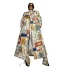 Płaszcz damski damski płaszcz plus duży płaszcz bazgrola drukowane długie stojak kołnierz klapy płaszczowe kieszenie streetwearowe kurtka szakująca 231021