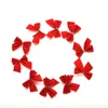 Decorative Flowers 12Pcs 5cm Golden Silver Red Bow For DIY Crafts Wreath Xmas Tree Hanging Wedding Decoration Christmas