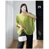 Women's T Shirts Miyake T-shirt Summer 2023 High-end Pleated Loose Large Yards Thin Bat Sleeve Round Neck Pullover Tops