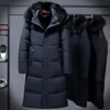 Herren-Daunenparkas, Winter-Daunenjacke für Herren, mit Kapuze, Pelzkragen, modisch, lässig, warme Jacke für Herren, Business-Kleidung, langer Overknee-Mantel für Herren, 231023