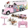 Auto elettrica RC telecomando Ragazza rosa luce elettrica simulazione pranzo a quattro vie modello camper regalo 231021