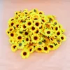 Fleurs décoratives 150 pièces tête de tournesol jaune Faux tournesols couronne artisanat décors fausse fête en plastique artificielle mariée bricolage