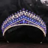 Coroa para mulheres casamento rainha vermelho verde azul cristal nupcial tiaras coroa headbands vestido acessórios