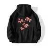 Women's Hoodies Back Floral Print With Drawstring Hooded Pocket Sweater