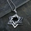 Hänge halsband vintage stor judisk 6 -punkts stjärna av David rostfritt stål halsbandskedja