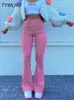 Womens Pants Capris Streetwear Y2k Flared Jeans Women High Waist 90S Fashion Pink Stretch Baggy Mom Wide Leg Elegant Denim Trousers 231021
