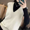 Women's Vests Autumn And Winter Cashmere Sweater Women's V-neck Pullover Vest Fashion Knitted Women Sleeveless Loose Woolen Sweater Female231023