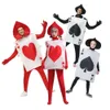 Costume di Halloween Donna Designer Costume Cosplay Costume di Halloween Giorno dell'adulto Alice nel Paese delle Meraviglie Spettacolo teatrale Carta da gioco Cuore di pesca