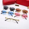 Rimless Carti Glasses Man Leopard Head Composite Metal Rimless Optical Frame Classic Rectangle Square Luxury Gold Sunshade 1823 Lunette Woman Carter Solglasögon