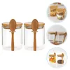 Storage Bottles Glass Canisters Airtight Lids Food Containers Pantry Jars Bamboo Large Terrarium
