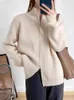 Chandails pour femmes Pull femme automne hiver polyvalent à manches longues haut Streetwear manteaux décontractés lâche Double fermeture éclair tricots Cardigan 231023