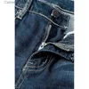 Frauen Jeans mittlere Taille ausgestattet Jeans Frauen Knopf lässig gerade Beinhose Neu 2023 Sommertasche Loch Frauen loser Büro Dame Slim Hosen T231023