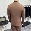 Men's Suits Suit Set 3-piece Jacket Vest Pants High-end Fashion Business Banquet Dress Wedding Social Designer