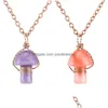 Ожерелья с подвесками в стиле ретро, резьба по дереву, гриб Рейки, целебный кристалл, тигровый глаз, розовый кварц, опал, ожерелье с авантюринами для женщин J Dhsfy