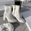 Botas Tabi clásicas a estrenar, botines de moda con punta redonda y tacón grueso, zapatos vaqueros de diseñador de lujo para mujer Unisex