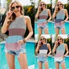 Kvinnors tankar Kvinnor Kvinnor Summer Casual Loose Camis stickad ärmlösa kvinnliga tees Pullover O Neck Topps randig streetwear sexig