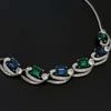 Dark Night Elf Antique Reflow Medieval Wave Pattern Blue Green Zircon Twisted Necklace Collar Chain