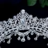 Lüks Rhinestone Gelin Tiaras ve Crown Barok Kristal Pageant Balo Diadem Gelin Kristal Kafa Bantları Düğün Saç Takı