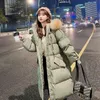 Women's Down Parkas Winter Faux Fur Collar Long Hooded Parka Women 95kg Loose Warm Cotton Jackets Korean Fashion Snow Wear Padded Quilted Overcoats 231023