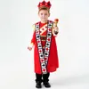 Traje de Halloween Mulheres Designer Cosplay Traje de Halloween Traje de Poker Kingdom Red King Costume Set Contos de Fadas Infantis Role Playing Performance