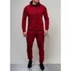 남자 트랙 슈트 Zogaa 세트 남자 New Men 's Outdoor Sports Leisure Pure Color Cardigan Top Two Piece Suit Steeshirt Tracksuit Hoodies Lounge Wear J231023