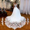 Plus Size Flower Lace Train Romantic Mermaid Wedding Dresses Beautiful Back Wedding Dress For Bride Chiffon Bridal Gown