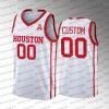 Anpassad anpassad sömnad NCAA Houston Cougars baskettröjor 22 Clyde Drexler 34 Hakeem Olajuwon 42 Michael Young 44 Elvin Hayes 23 Jonath