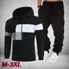 Homens Tracksuits Moda Homens Hoodies Terno Outono Inverno Com Capuz Camisola e Sweatpants Dois Peça Set Plus Size Roupas 231023