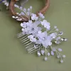 Haarspangen Damenmode Weiße Perle Frisur Kamm Kopfschmuck Handgefertigte Blumenkrone Accessoires Brautschmuck