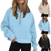 Sweats à capuche pour femmes Sweatshirts demi-fermeture éclair pull court polaire quart de fermeture éclair tenues d'automne vêtements tunique longue à capuche femmes