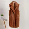 Womens Fur Faux Long Teddy Bear Gilet Vest Coat Women Winter Warm Oversized Sleeveless Jacket Waistcoat Lined Outwear Lady 231023