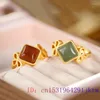 Cluster Ringen Jade Sieraden Charme Echte Edelstenen Chinese Gesneden Gift 925 Zilver Natuurlijke Vrouwen Amuletten Vintage Verstelbare Ring Steen