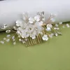 Haarspangen Damenmode Weiße Perle Frisur Kamm Kopfschmuck Handgefertigte Blumenkrone Accessoires Brautschmuck