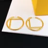 Gouden Circulaire Letter F Charm Oorbellen Dames Modeontwerper Luxe Zilveren Oorbel Hoge Kwaliteit Fonkelende Diamanten Oorbellen Sieraden