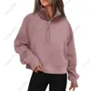 Yoga Scuba Half Zip Hoodie Jacket Designer Sweater Women's Definiera träningspass Fitness Activewear Top Solid Zipper Sweatshirt Sport Gym kläder 2129